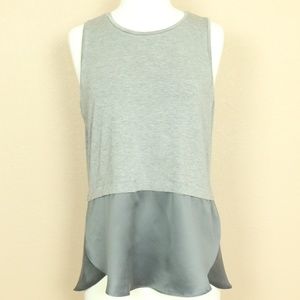 SOLD Gray Stretchy Jersey Satin Split Hem Tank
